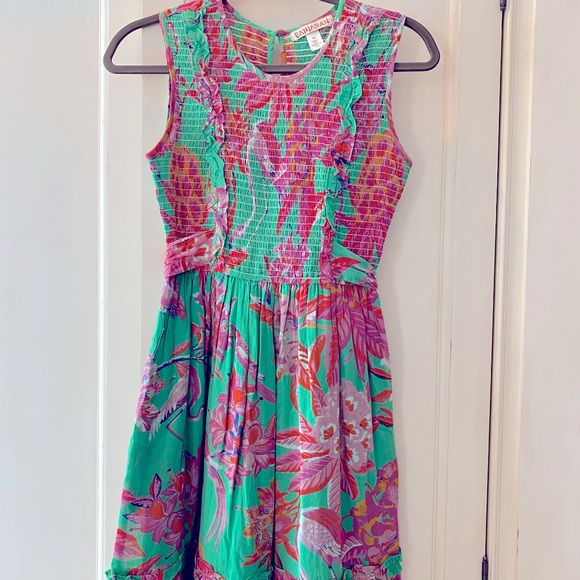 Banjanan Isha Flowy Midi Dress in Flamingo Rhododendron Green. Size XS - Picture 8 of 10